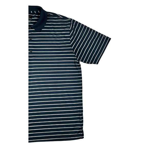 GREG NORMAN Shirt Men's Short Sleeve Striped Embroidered Polo Blue XL - Picture 4 of 10